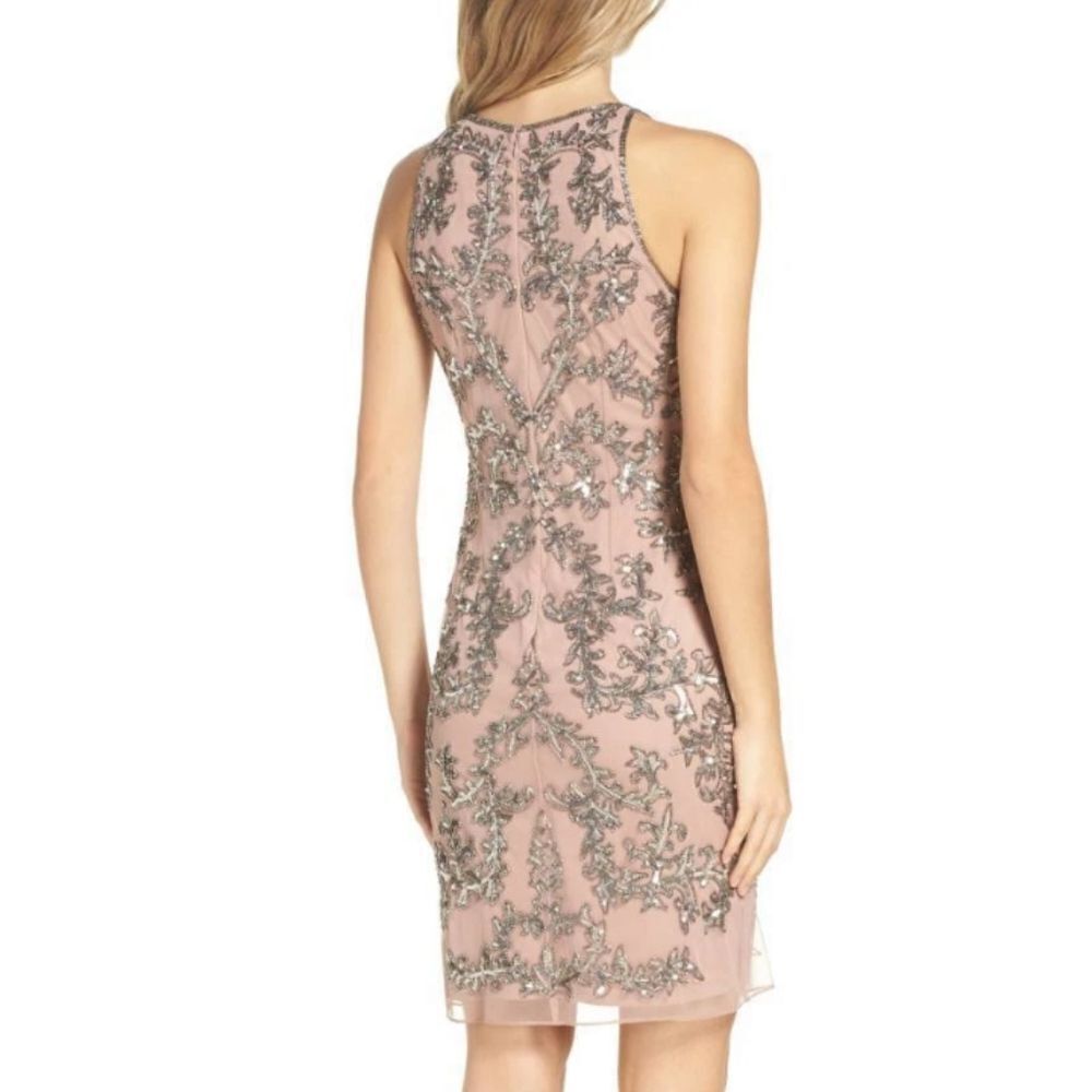 Adrianna Papell Embellished Chiffon Sheath Cocktail Dress Size 8 - Picture 6 of 16